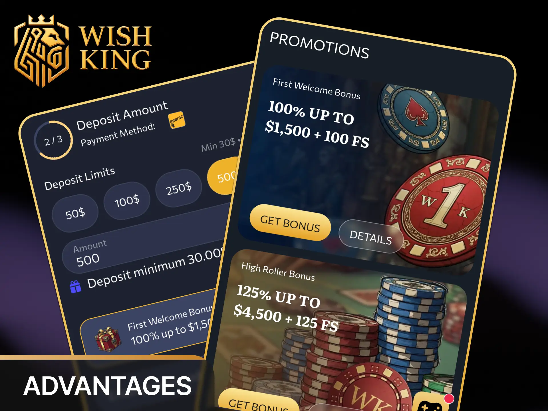 Discover key benefits of downloading the WishKing app, including fast loading, push alerts, and face recognition login.