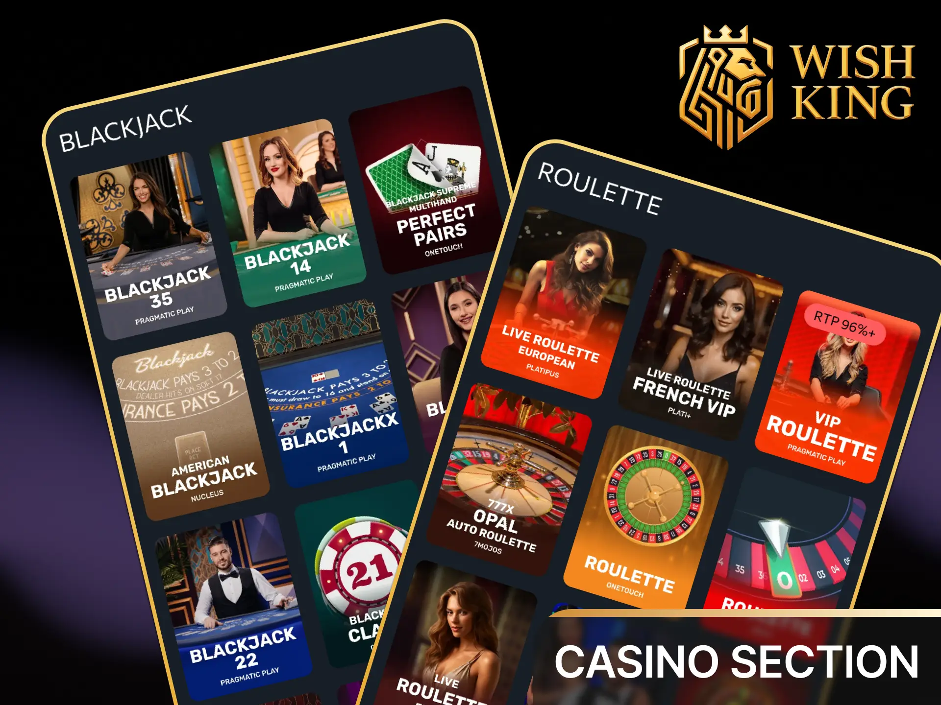 Spin real money slots, crash games, and live dealer tables inside the WishKing casino app.
