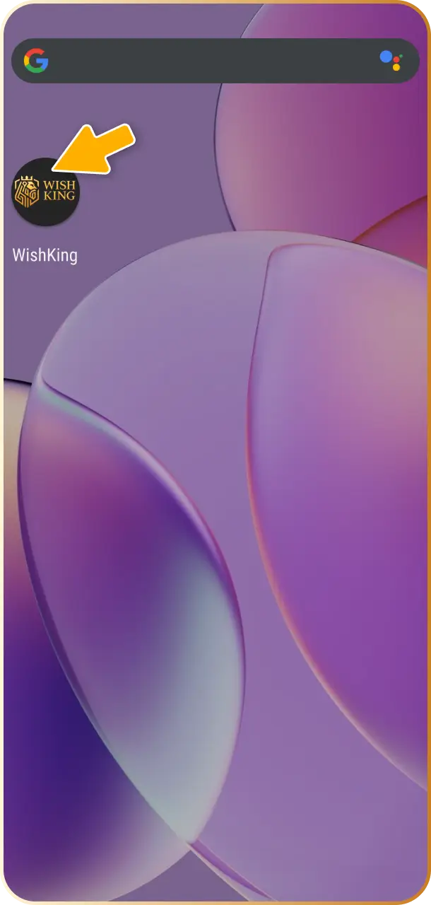 Open the installed WishKing app and log in or register to start playing games in Canada.