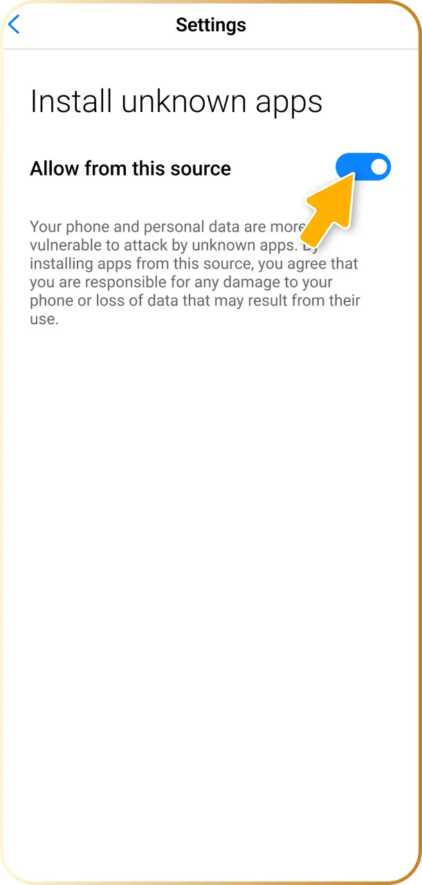 Allow installations from unknown sources in your Android device settings for WishKing Canada.