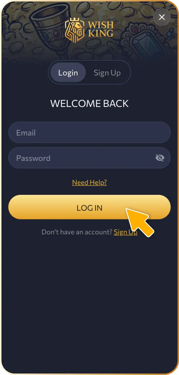 Sign in with your existing account details or create a new player profile on WishKing Canada.