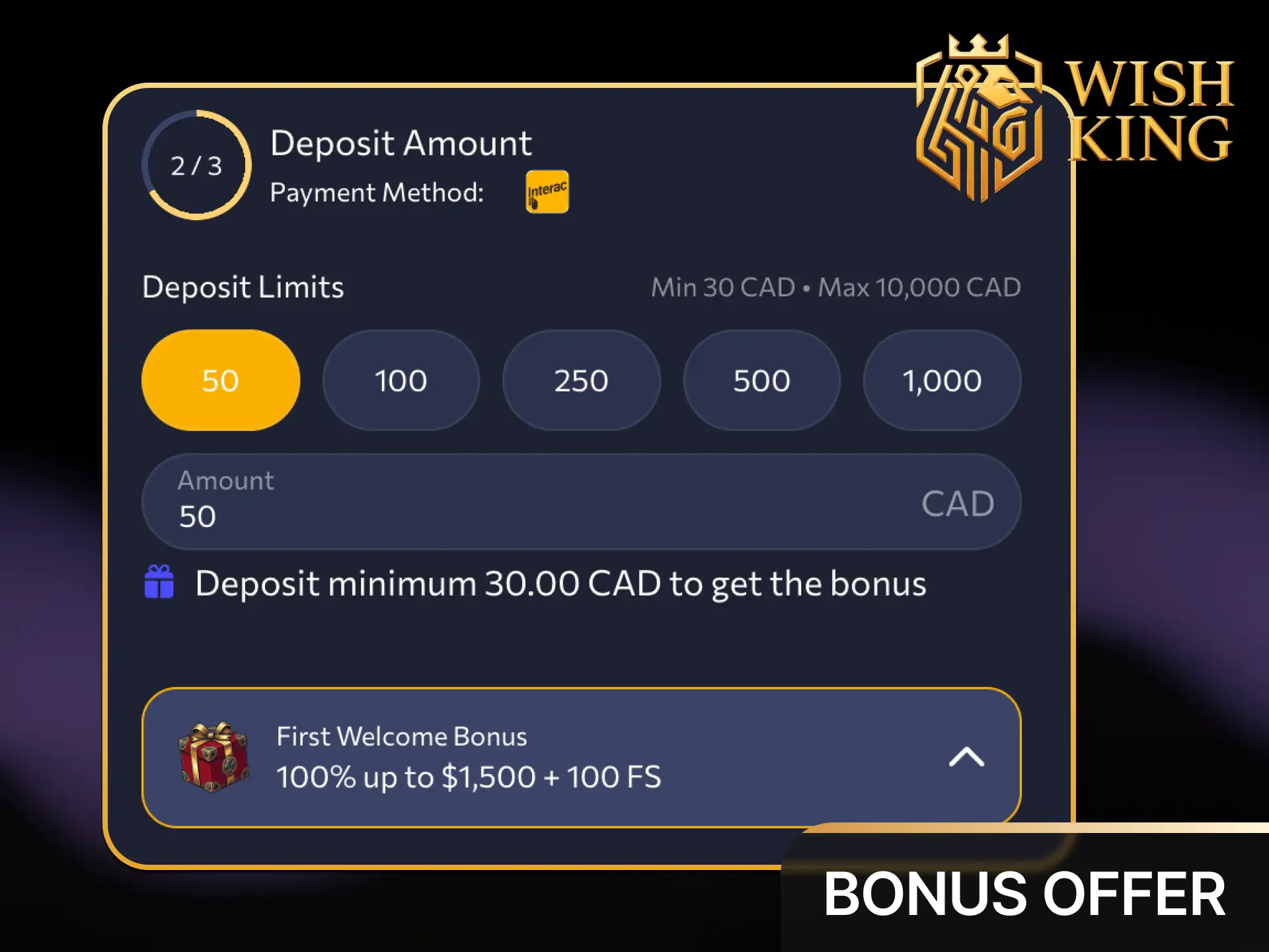 Claim exclusive deposit bonuses and free bets designed for playing the Aviator crash game at WishKing Canada.