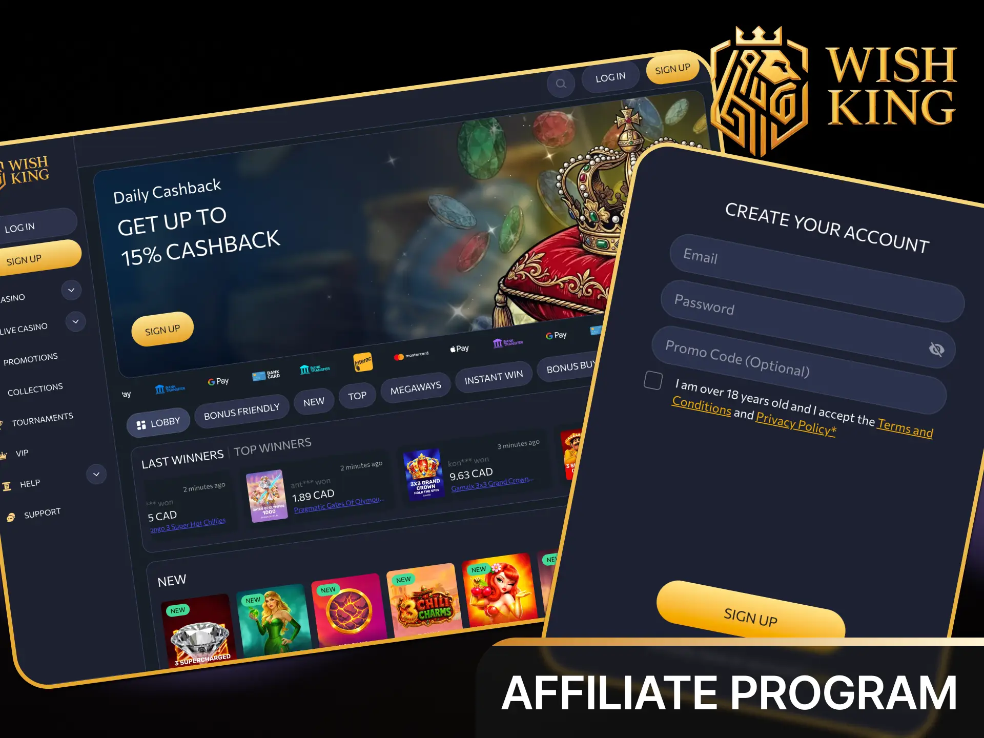 Join the WishKing affiliate program to earn competitive commission rates by driving Canadian traffic.