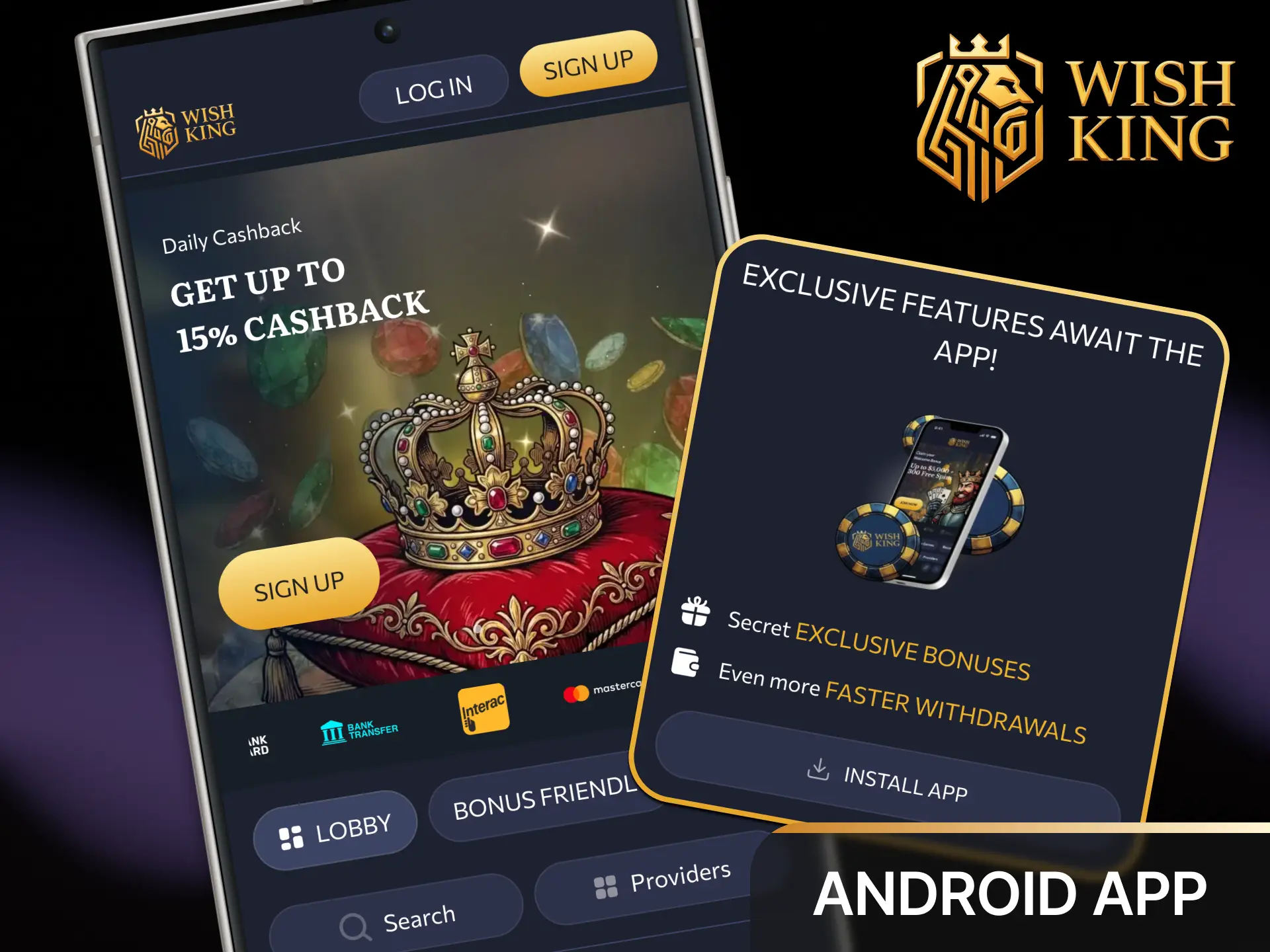 Download the WishKing APK for Android to enjoy fast mobile casino gaming and sports betting across Canada.
