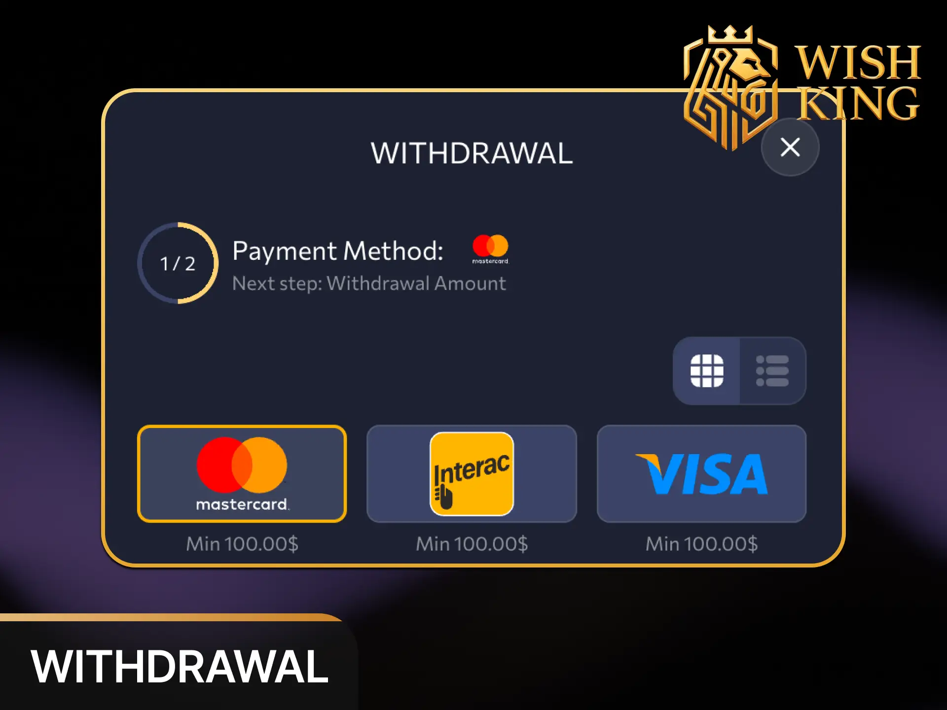 Request secure payouts and enjoy fast withdrawal processing times for your winnings at WishKing Canada.