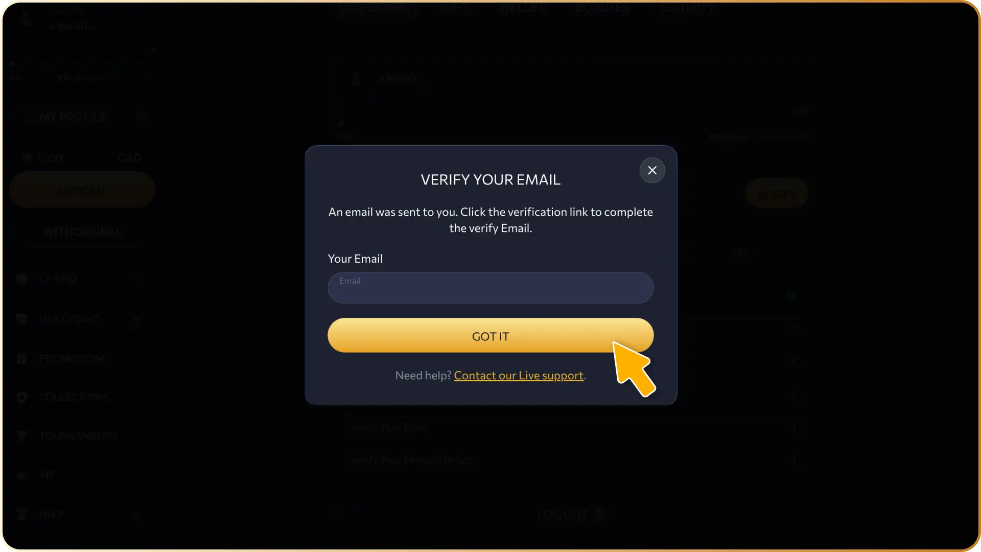 Verify your contact details by clicking the confirmation link or entering the verification code sent via email or SMS at WishKing Canada.