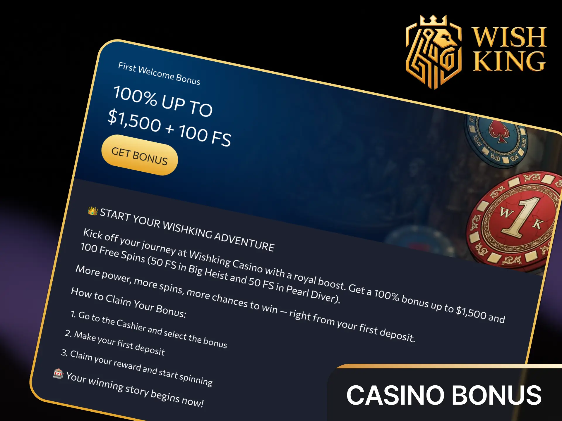 Claim deposit matches, extra spins, and promotional rewards to play online slots at WishKing Canada.
