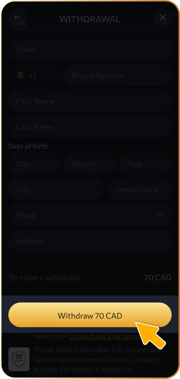 Review your payment details and submit the request for fast withdrawal processing on WishKing Canada.